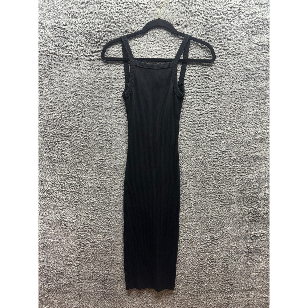 Wsly Ribbed Knit‎ Backless Long Sleeveless Bodycon Dress Black Womens Size XXS
